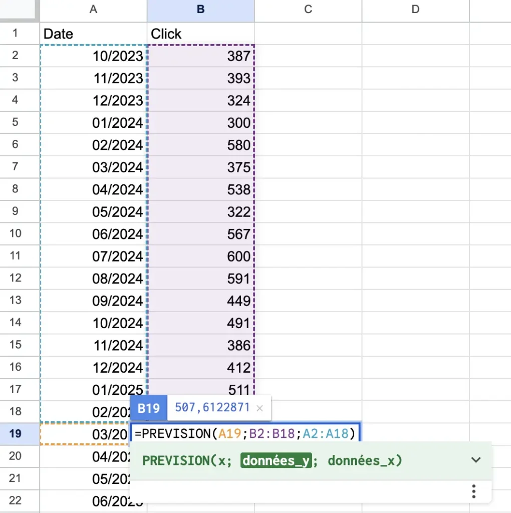 google-sheets-SEO-prediction-formations-analytics